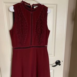 Burgundy cut out lace dress